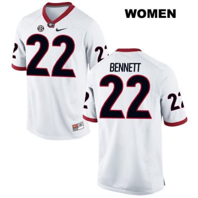 Women's Georgia Bulldogs NCAA #22 Stetson Bennett Nike Stitched White Authentic College Football Jersey GFE5854NV
